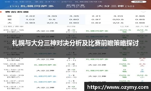 札幌与大分三神对决分析及比赛前瞻策略探讨