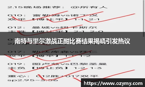 南特与里尔激战正酣比赛结果揭晓引发热议